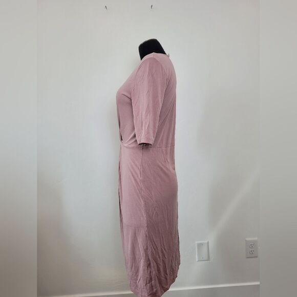 Brigitte Brianna Midi Dress Twist Front Lavendar Purple Modal Cotton Medium - Picture 4 of 11